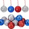 12 Pieces Independence Day Hanging Ball - 1.96" Memorial Day Sequin Hanging Ball Ornament - 4th of July Red Blue Tree Decorations for Memorial Day Veterans Patriotic USA Themed Party Supplies